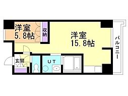 エナコート知事公館前 1LDKの間取図画像