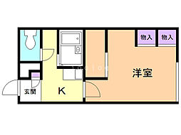 レオパレス希望 1Kの間取図画像