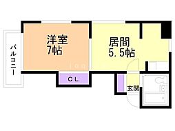 キャッスル北沢札幌 1DKの間取図画像