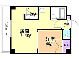 ロイヤルリバー 1LDKの間取図画像