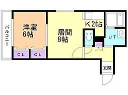 EM7 1LDKの間取図画像