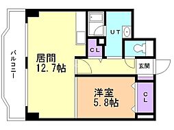 ル・ノール北9条 1LDKの間取図画像