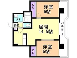 グレイス美術館通predio 2LDKの間取図画像