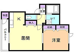 花てまり参番館 1LDKの間取図画像