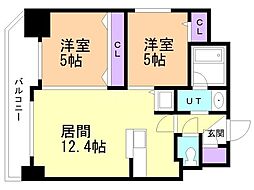 ラ・ソレイユ南2条 2LDKの間取図画像