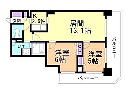 PRIMEURBAN札幌リバーフロント 2LDKの間取図画像