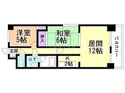 マイン中島公園 2LDKの間取図画像