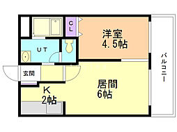 シティテラス南5条 1LDKの間取図画像