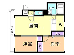 ブルーリーフ宮の森 2LDKの間取図画像