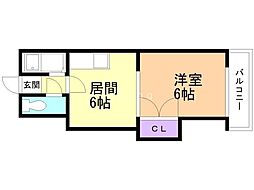 ローレル南6条 1DKの間取図画像