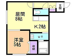 クラリス豊平2 1LDKの間取図画像