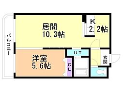 エルミタージュ 1LDKの間取図画像