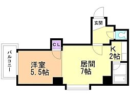 南1西18ビル 1LDKの間取図画像