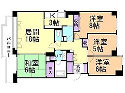 グロワール円山 4LDKの間取図画像