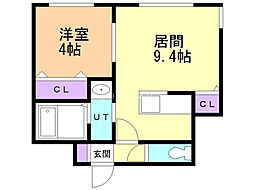 ホープ南7条 1DKの間取図画像