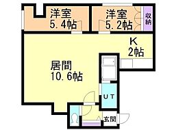ラビエ円山 2LDKの間取図画像