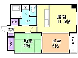 リナ・パートナーズ南2条 2LDKの間取図画像