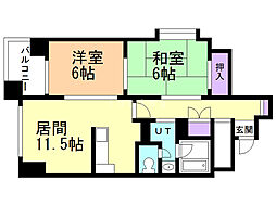 リナ・パートナーズ南2条 2LDKの間取図画像