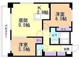 RESIDIAKITA-SANJO 2LDKの間取図画像