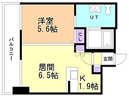 TEADA北4条 1LDKの間取図画像