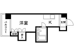ワタナベレジデンス 1Kの間取図画像