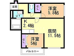 J-CITY.STELLA 2LDKの間取図画像