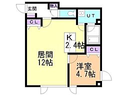 ベンビル 1LDKの間取図画像