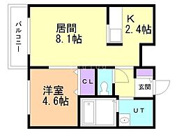 ライラック壱番館 1LDKの間取図画像