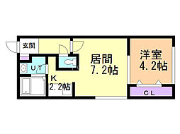 グラスマーレ南2条 1LDKの間取図画像