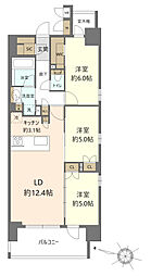 プレシス横濱山下町 3LDKの間取図画像