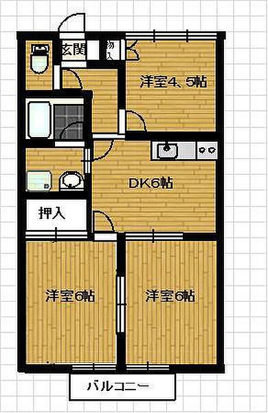 ウエストハイツ B401｜群馬県伊勢崎市連取町(賃貸アパート3DK・2階・49.50㎡)の写真 その2