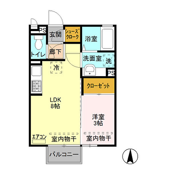 ピエス　ブランシュ 202｜群馬県伊勢崎市宮子町(賃貸アパート1LDK・2階・29.26㎡)の写真 その2