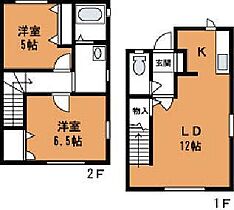 アスナロE 102 ｜ 群馬県伊勢崎市宮子町（賃貸テラスハウス2LDK・1階・61.86㎡） その2