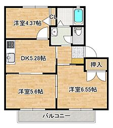 ハイツエクセレンスB 3DKの間取図画像