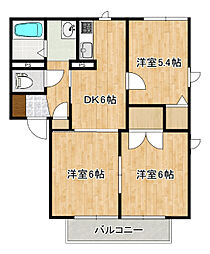 リヴィエールA 3DKの間取図画像