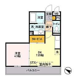 サンブリエ 1DKの間取図画像