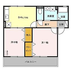 クラベールA 2DKの間取図画像