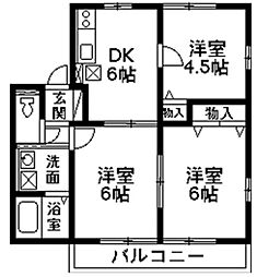 ハイム連取A 3DKの間取図画像