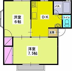 阪東ヒルズA 2DKの間取図画像