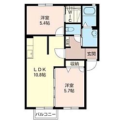 アネーロA 2LDKの間取図画像