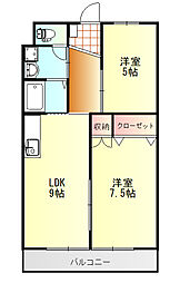 ル・ヴァン2 2LDKの間取図画像