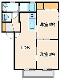 パルテールC 2LDKの間取図画像