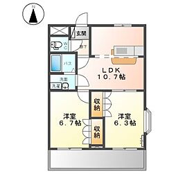 ライブリーコート 2LDKの間取図画像