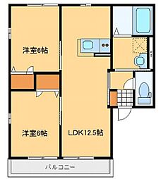 グランドゥール青山A 2LDKの間取図画像