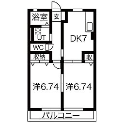 セ・レユニール 2DKの間取図画像