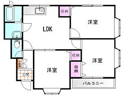 アネックス21ミヤコD 3LDKの間取図画像