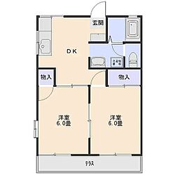 アップライゼB 2DKの間取図画像