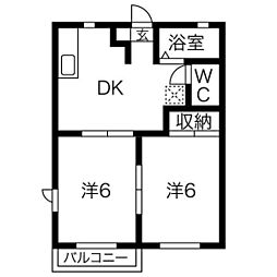 サントノーレB 2DKの間取図画像