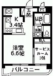 マンションパークハイム 1DKの間取図画像