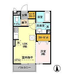 フォンテーヌA 1LDKの間取図画像